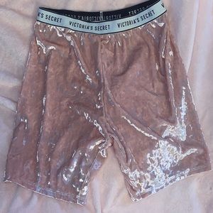 Victoria’s Secret blush pink velvet bike shorts, size M